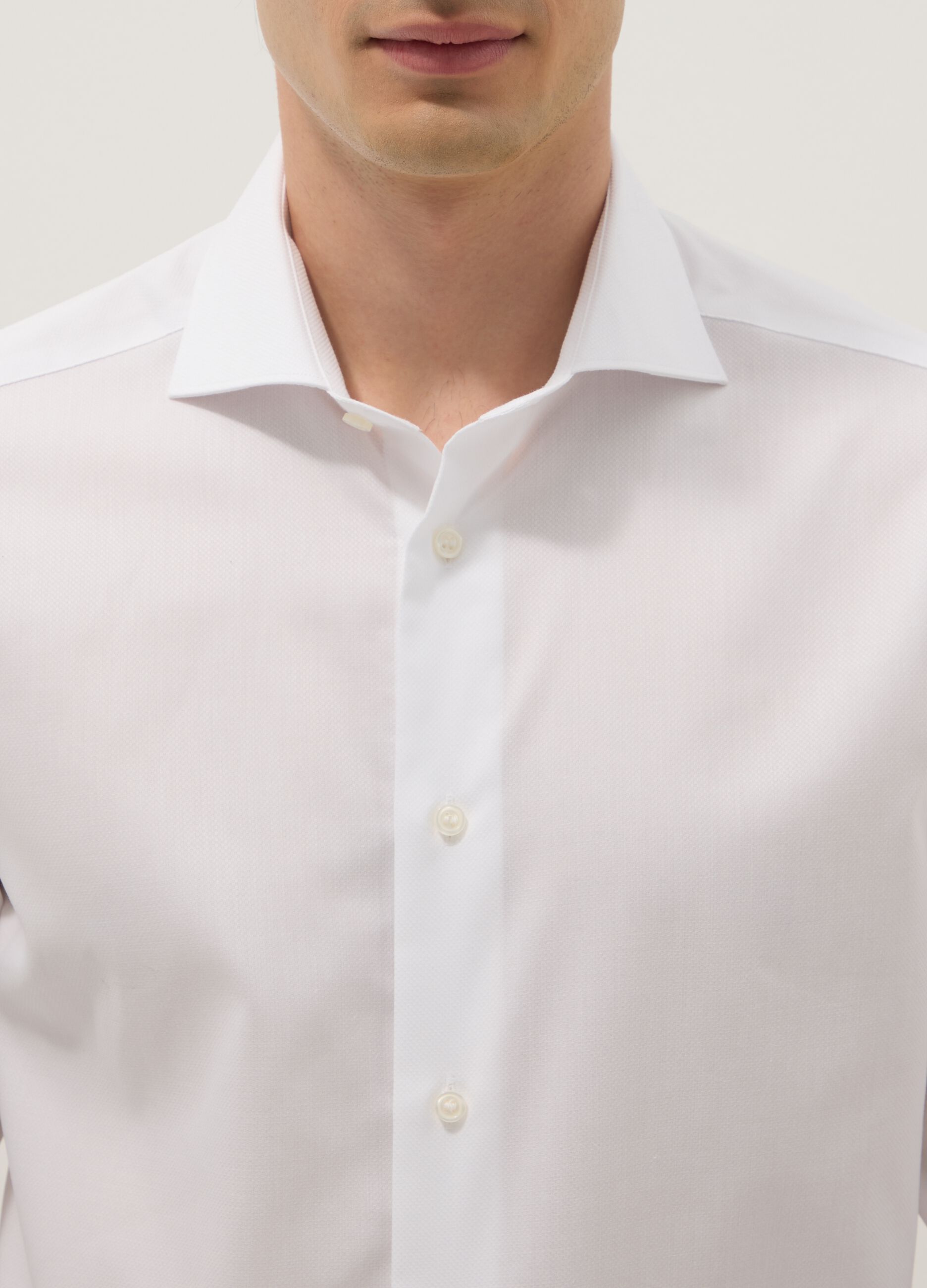 White Long Sleeve Pure Cotton Shirt Slim Fit