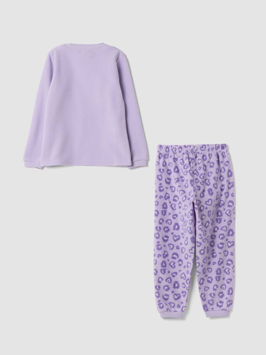 Lilac purple crew-neck pyjamas with teddy bear print_1