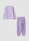 Lilac purple crew-neck pyjamas with teddy bear print_1