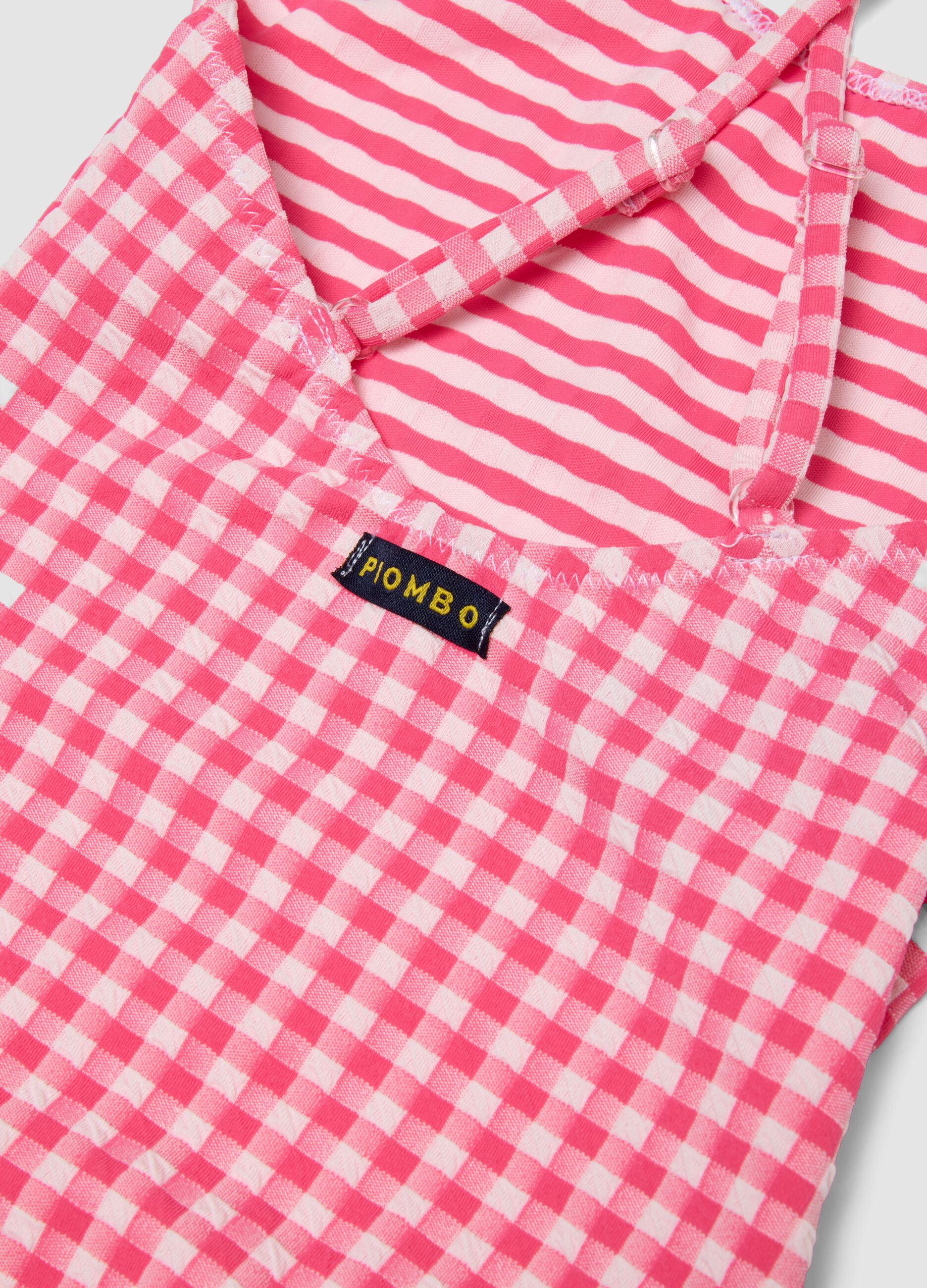 Pink gingham stretch swimsuit