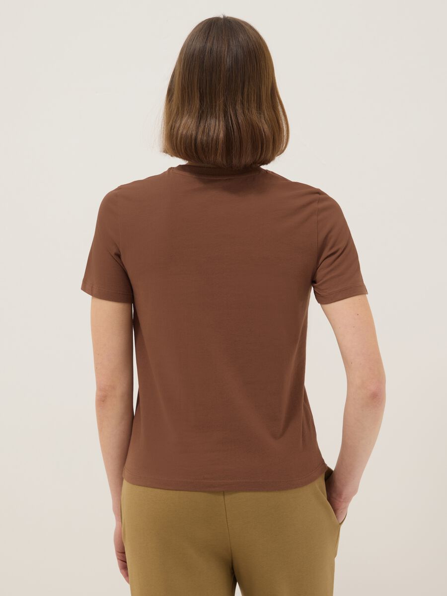 Brown pure cotton crew neck T-shirt regular fit_2