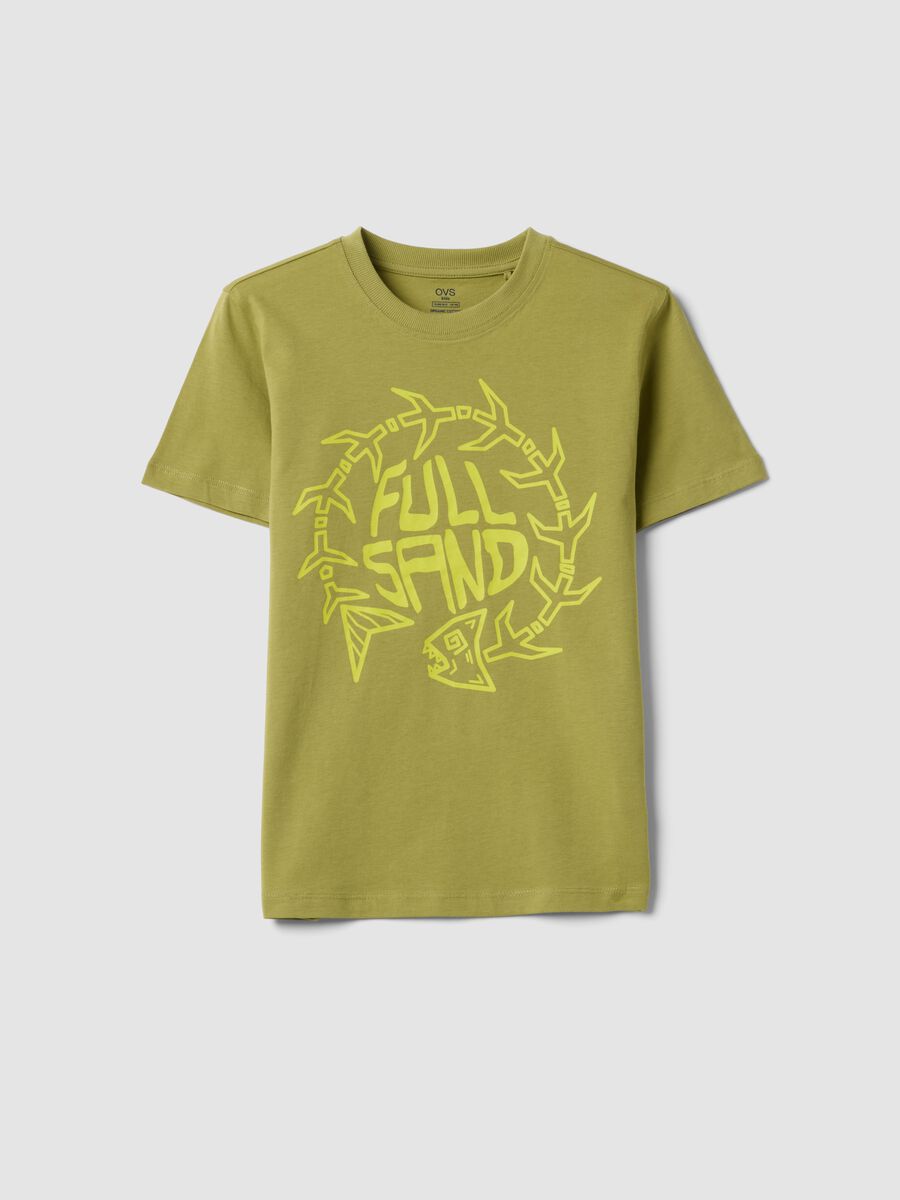 Camiseta verde de algod&oacute;n org&aacute;nico de manga corta_3