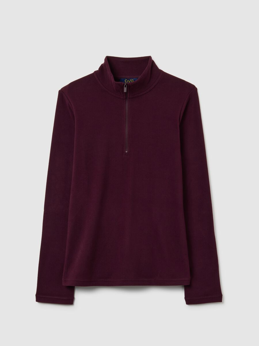 Red high-neck fleece with half zip regular fit_4