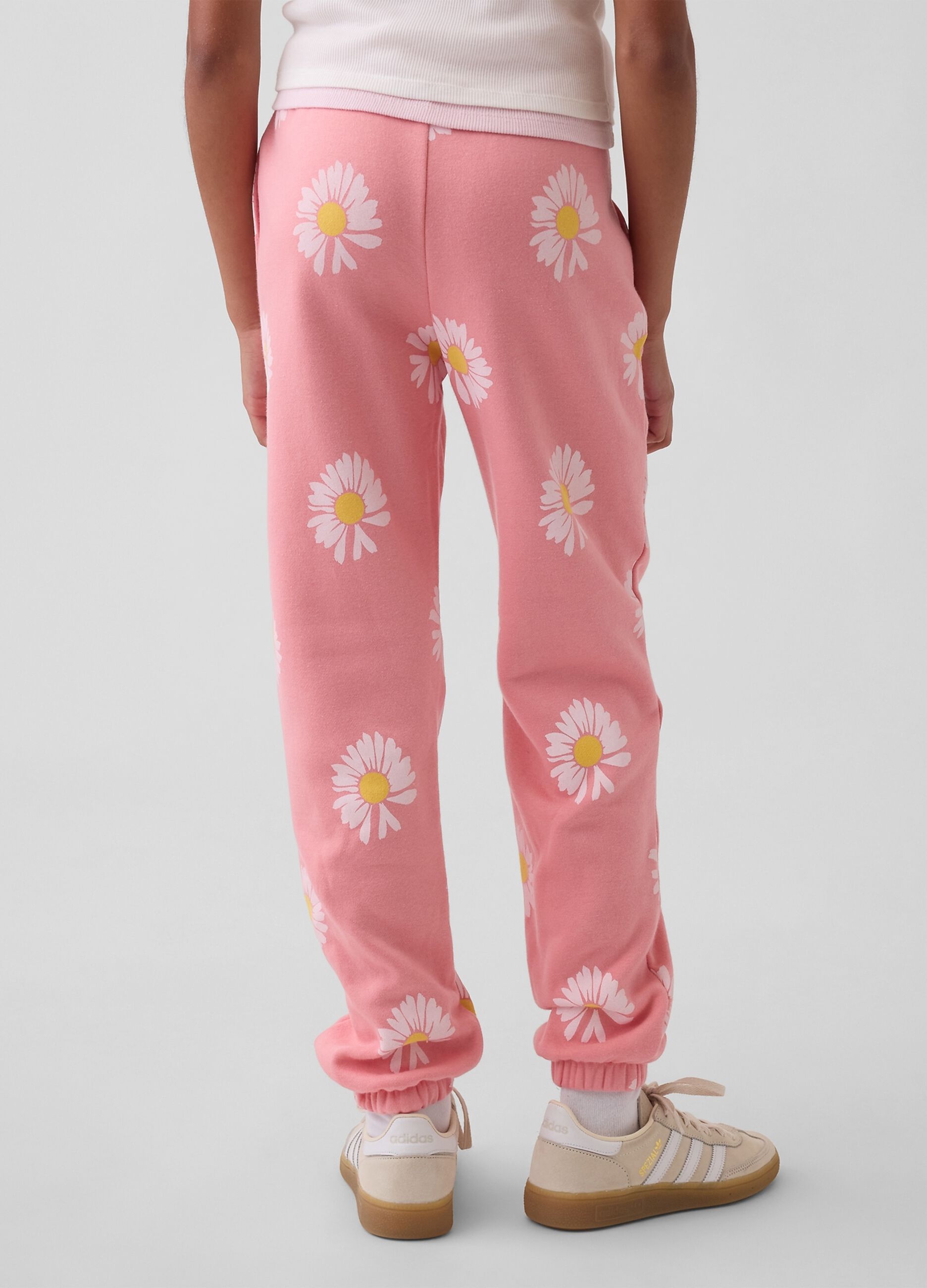 Cotton-blend floral print jogger trousers