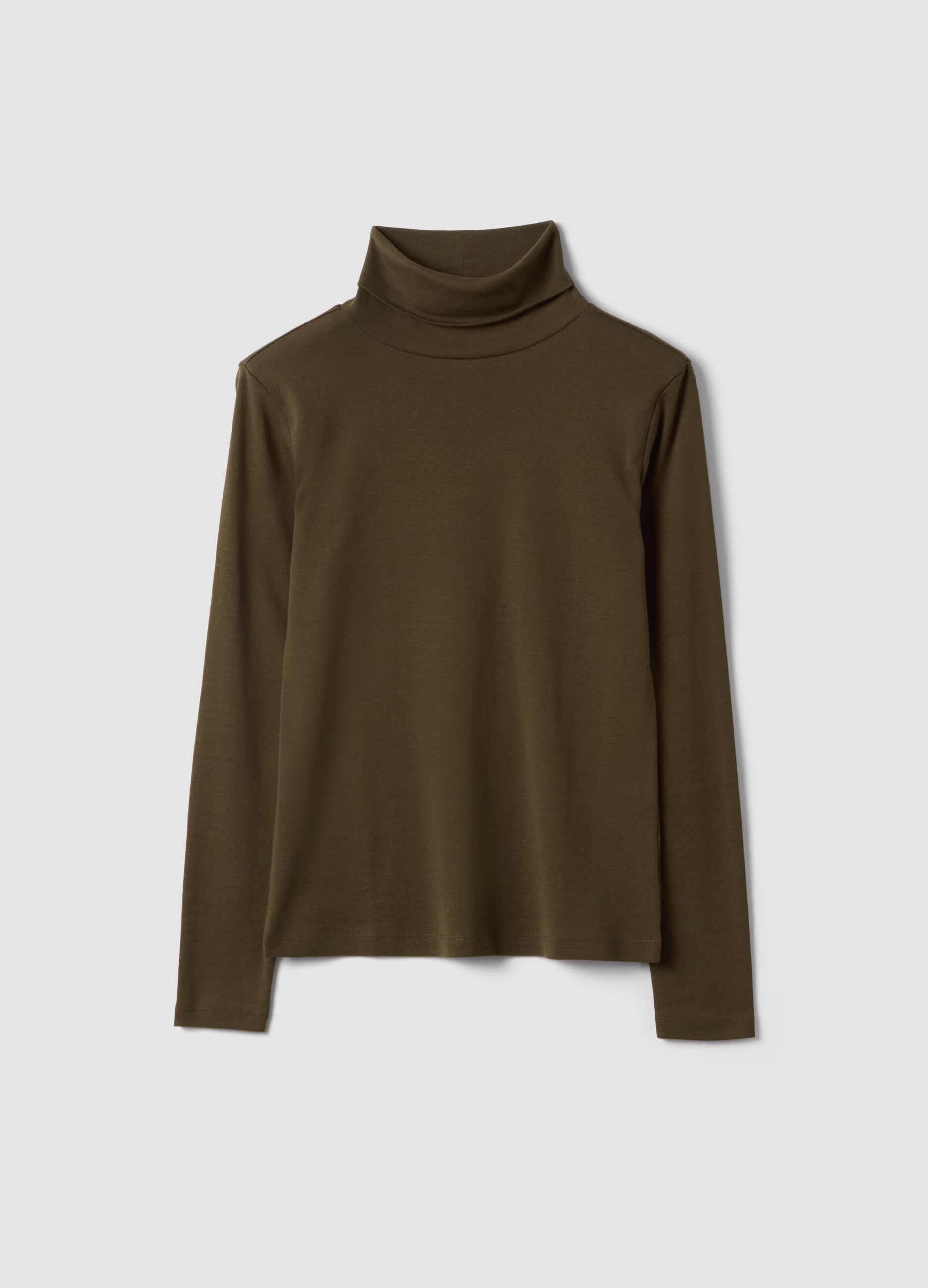 Brown crew-neck pure cotton T-shirt