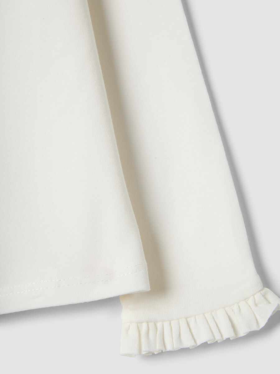 White Stretch Cotton T-Shirt for Girls Regular Fit with Hearts_2