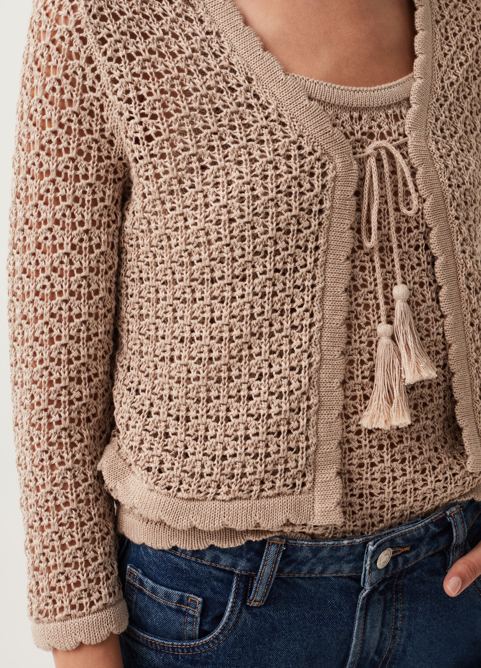 Crochet cardigan with lurex