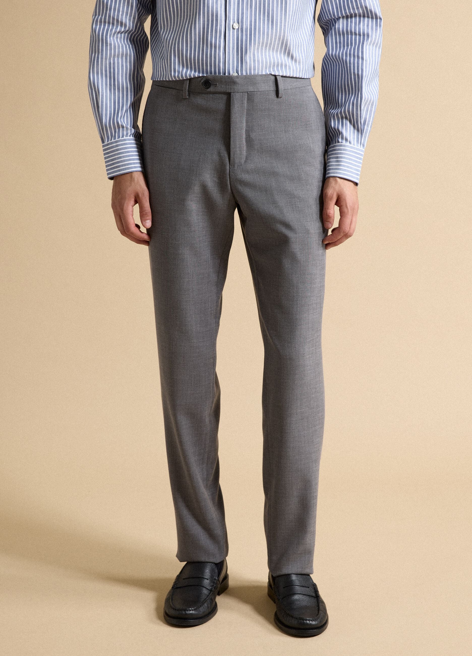 Pantaloni formali grigi in viscosa elasticizzata slim fit