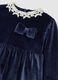Blue velour regular fit baby dress with lace details_2
