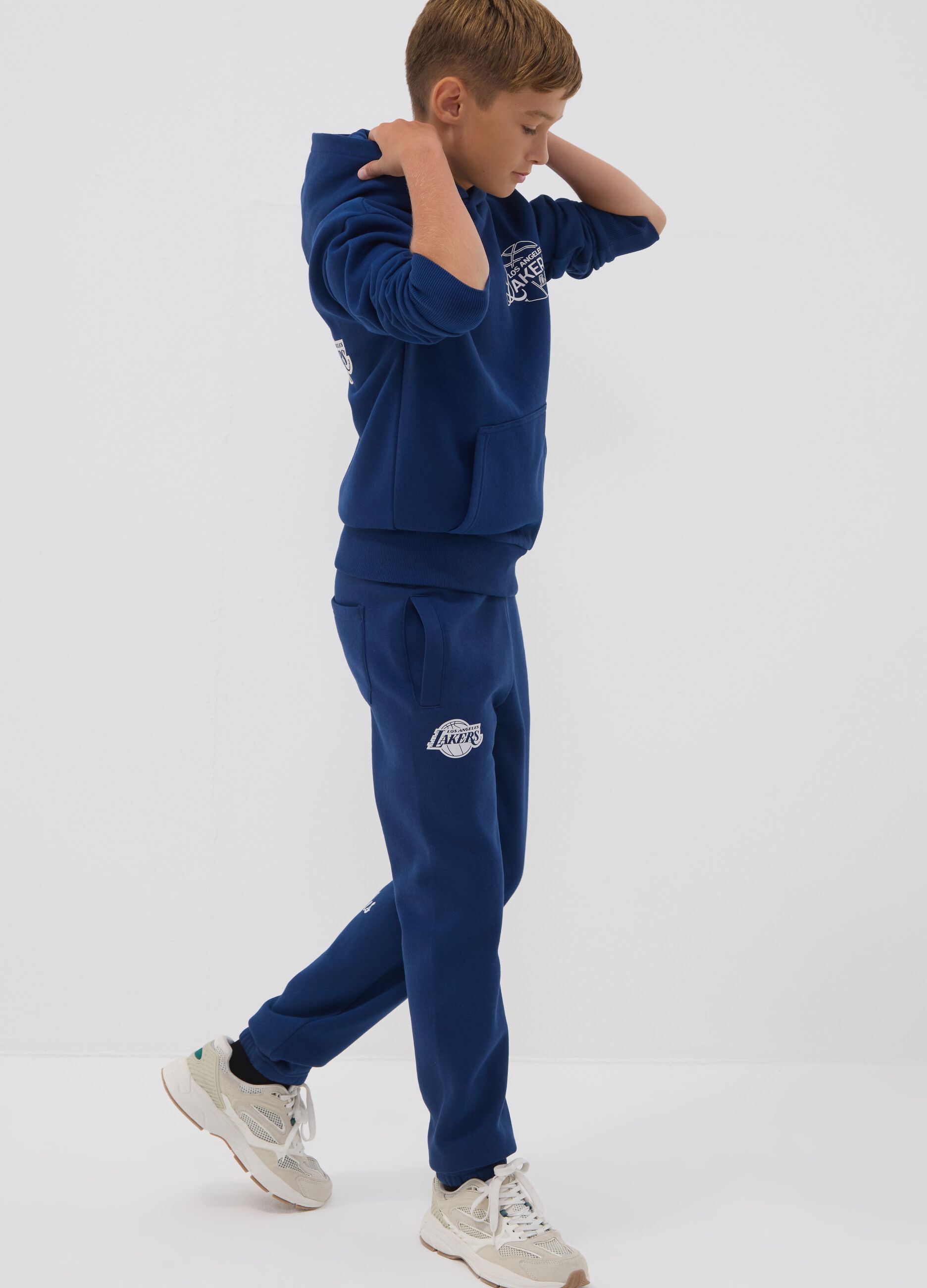 Blue regular-fit cotton-blend joggers