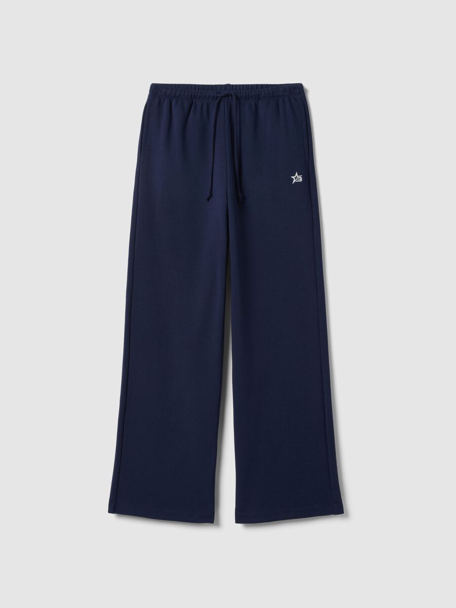Blue jogger trousers in regular fit cotton blend_4