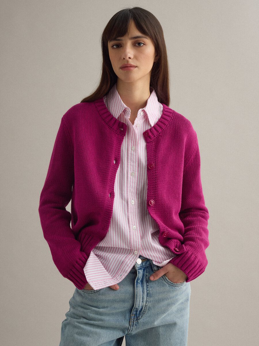 Red cardigan in pure cotton regular fit with buttons_1