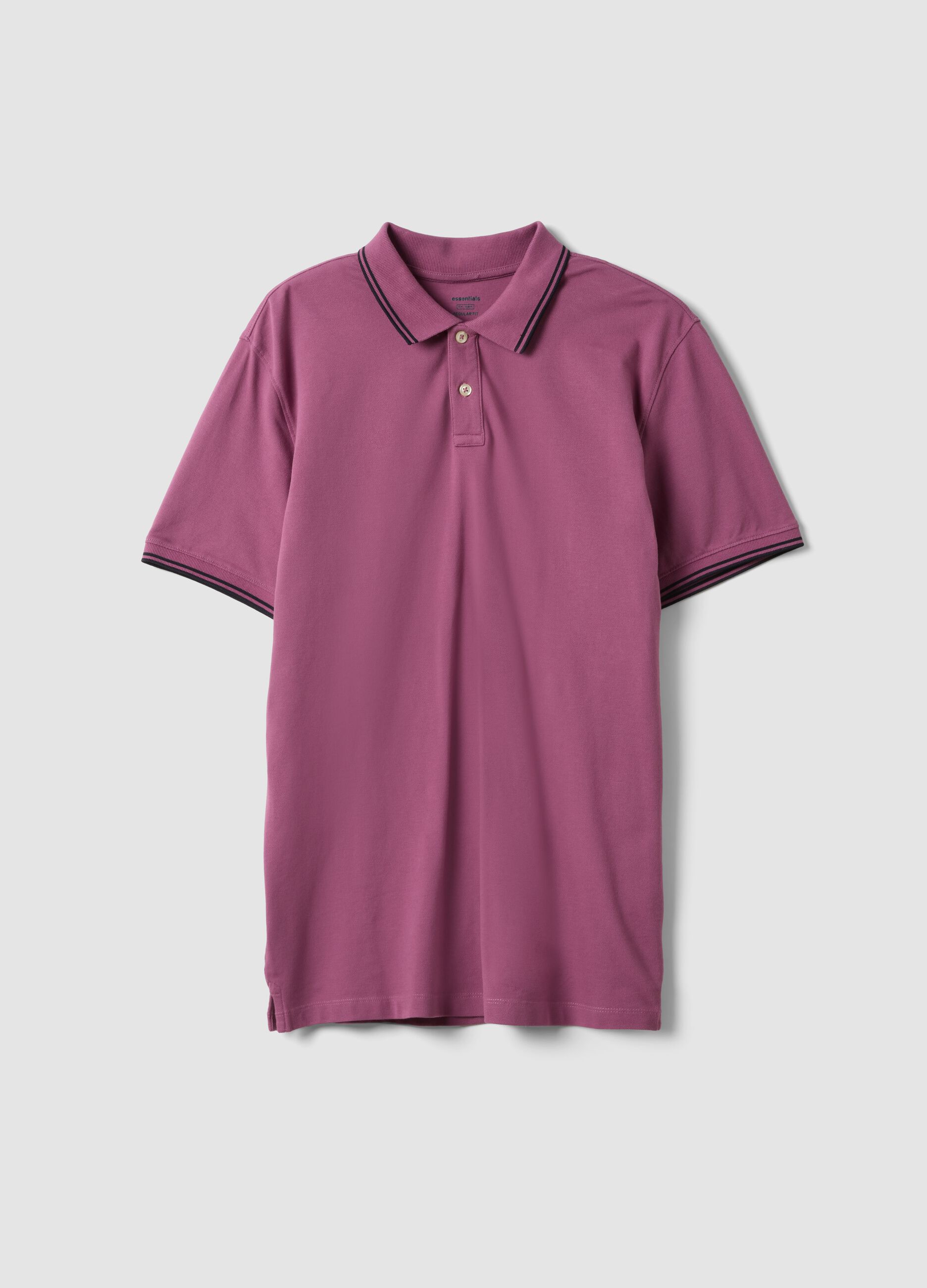 Purple stretch cotton polo shirt, regular fit