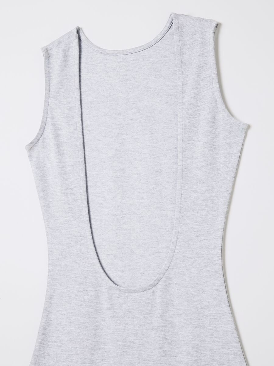 Grey Melange Backless Long Dress _6