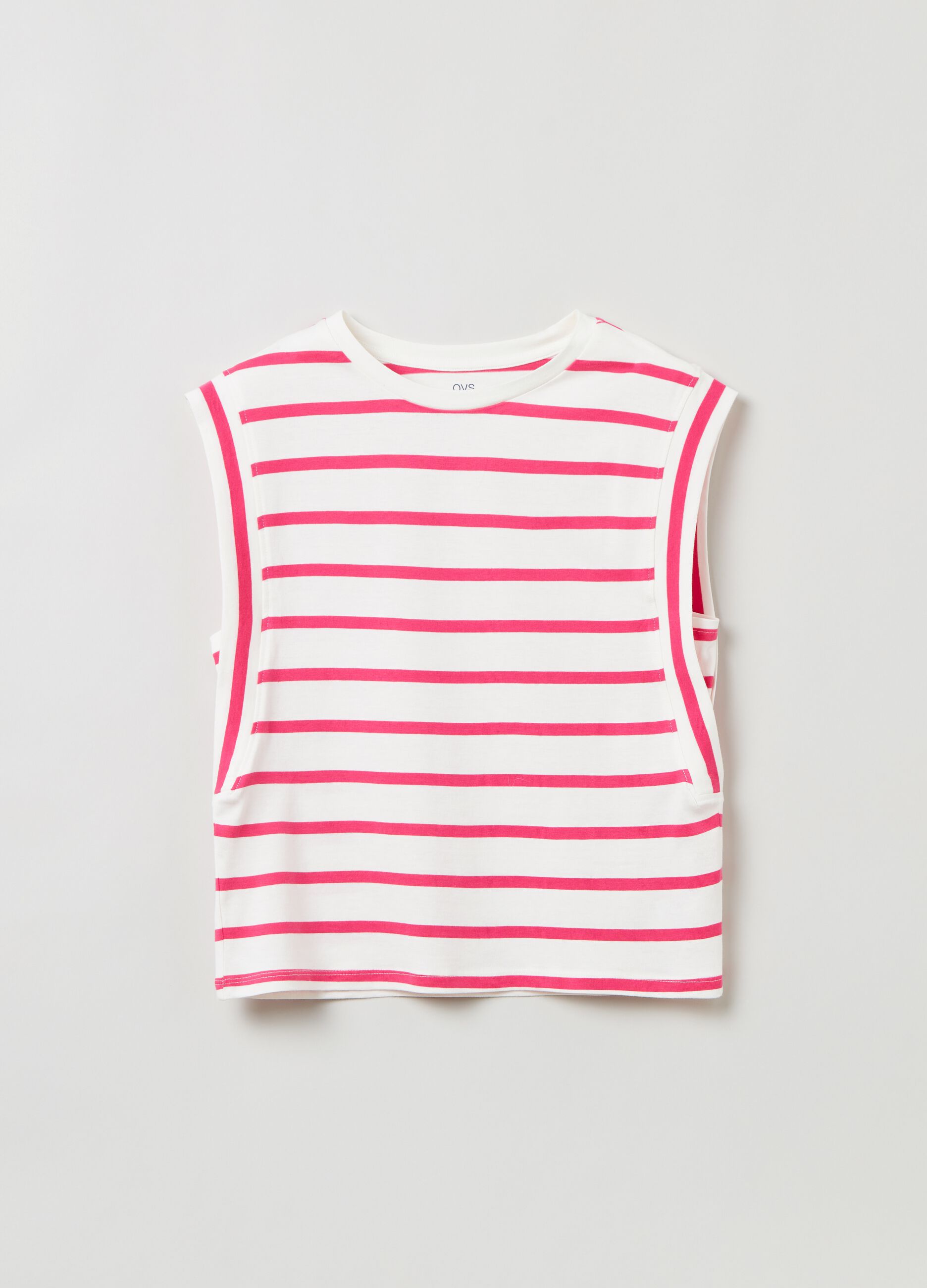 Sleeveless striped T-shirt