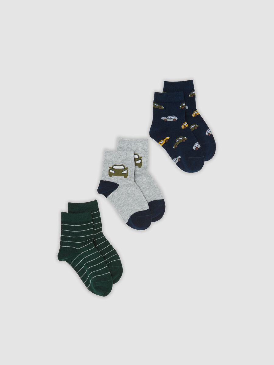 3-pack of multicolour short socks in stretch organic cotton with pattern_0