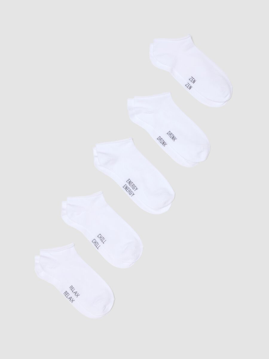 Pack of five white no-show socks in stretch fabric_0
