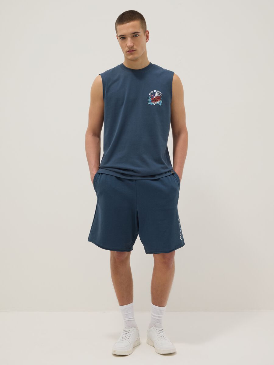 Blue pure cotton regular-fit vest top with print_1