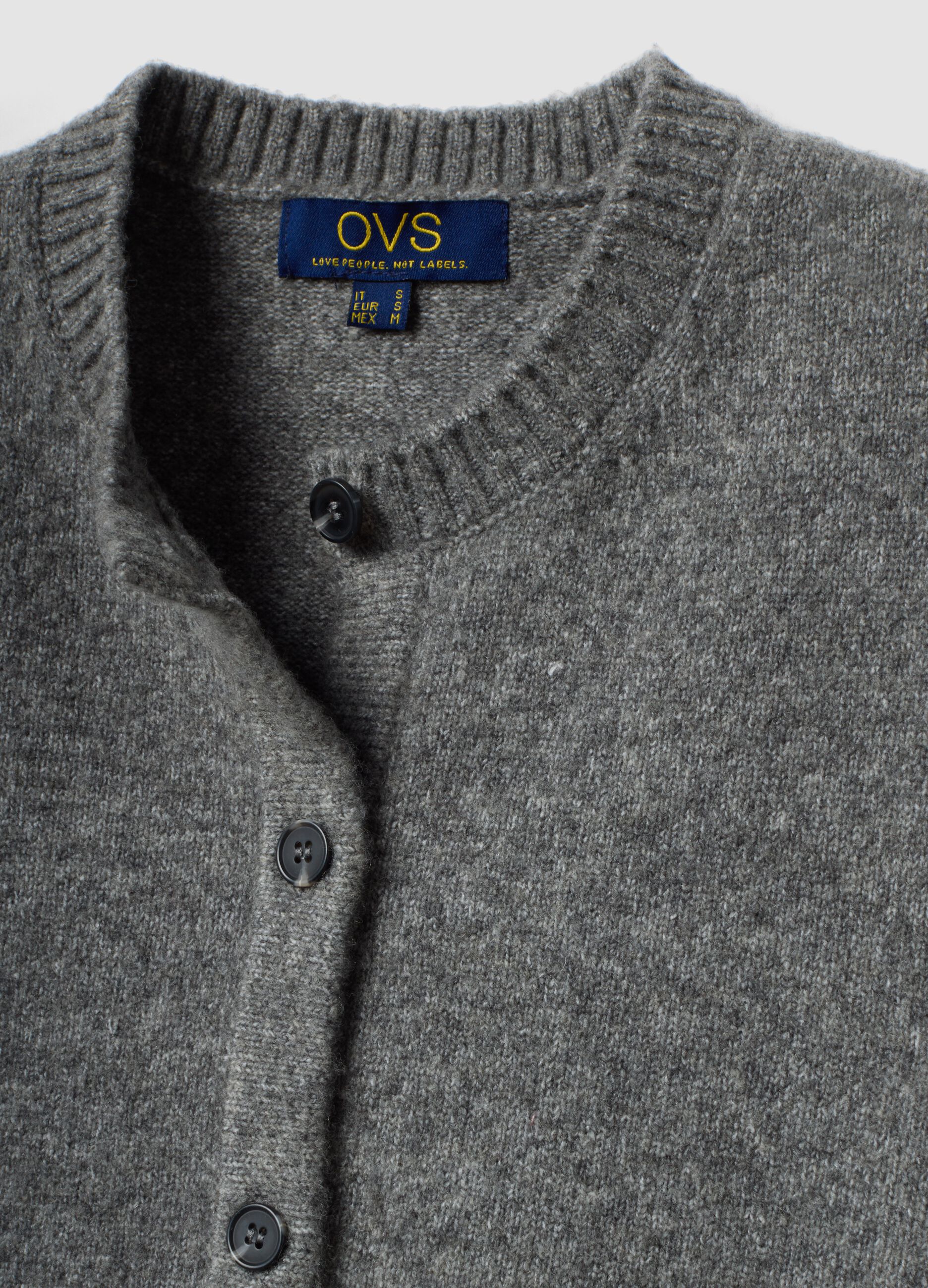 Grey stretch wool crew-neck gilet