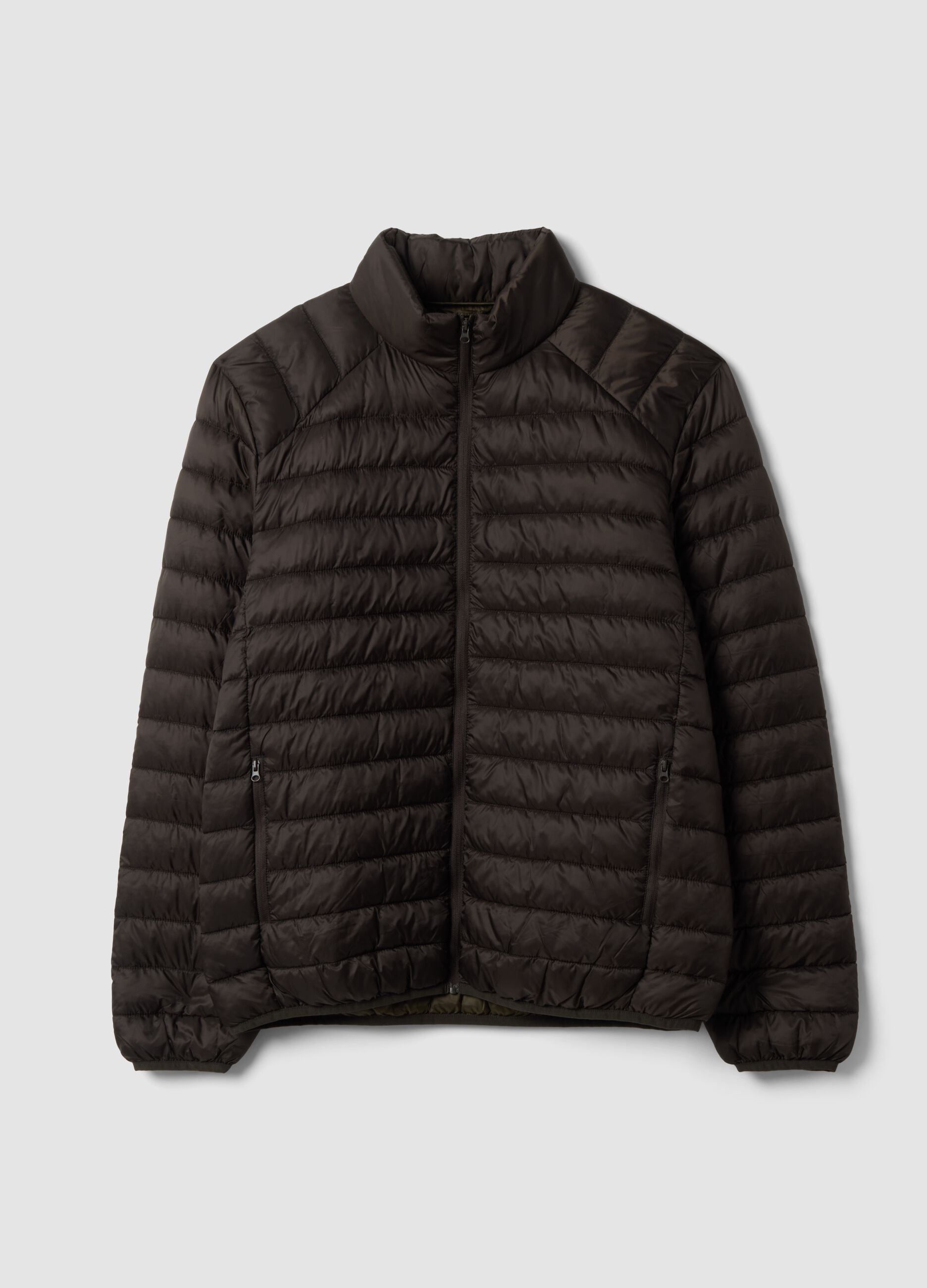 Men&rsquo;s brown ultralight padded jacket, regular fit, zip-up