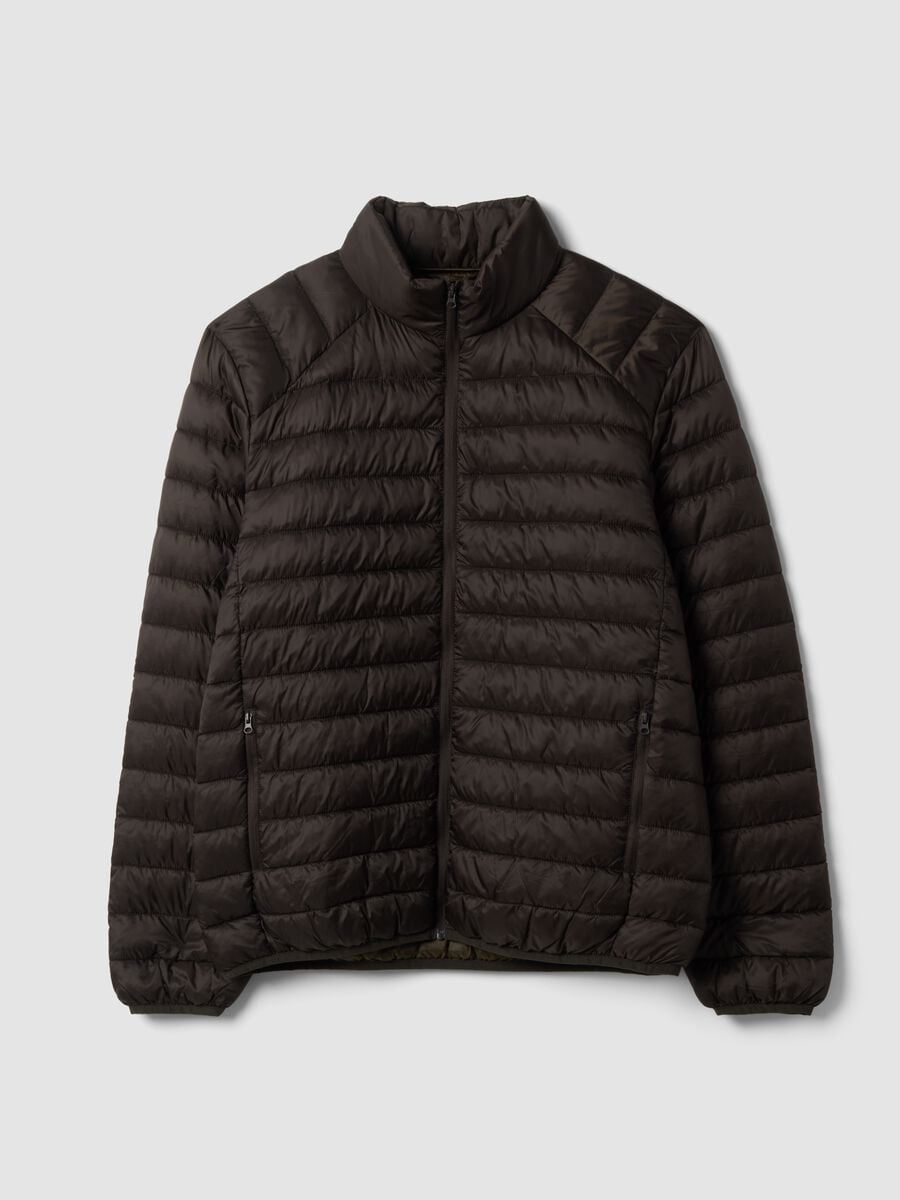Men&rsquo;s brown ultralight padded jacket, regular fit, zip-up_0
