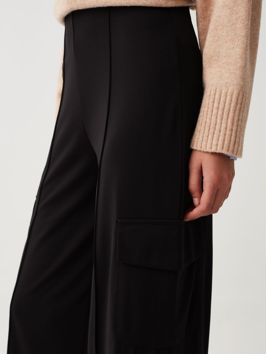 Wide-leg trousers with raised stitching_3