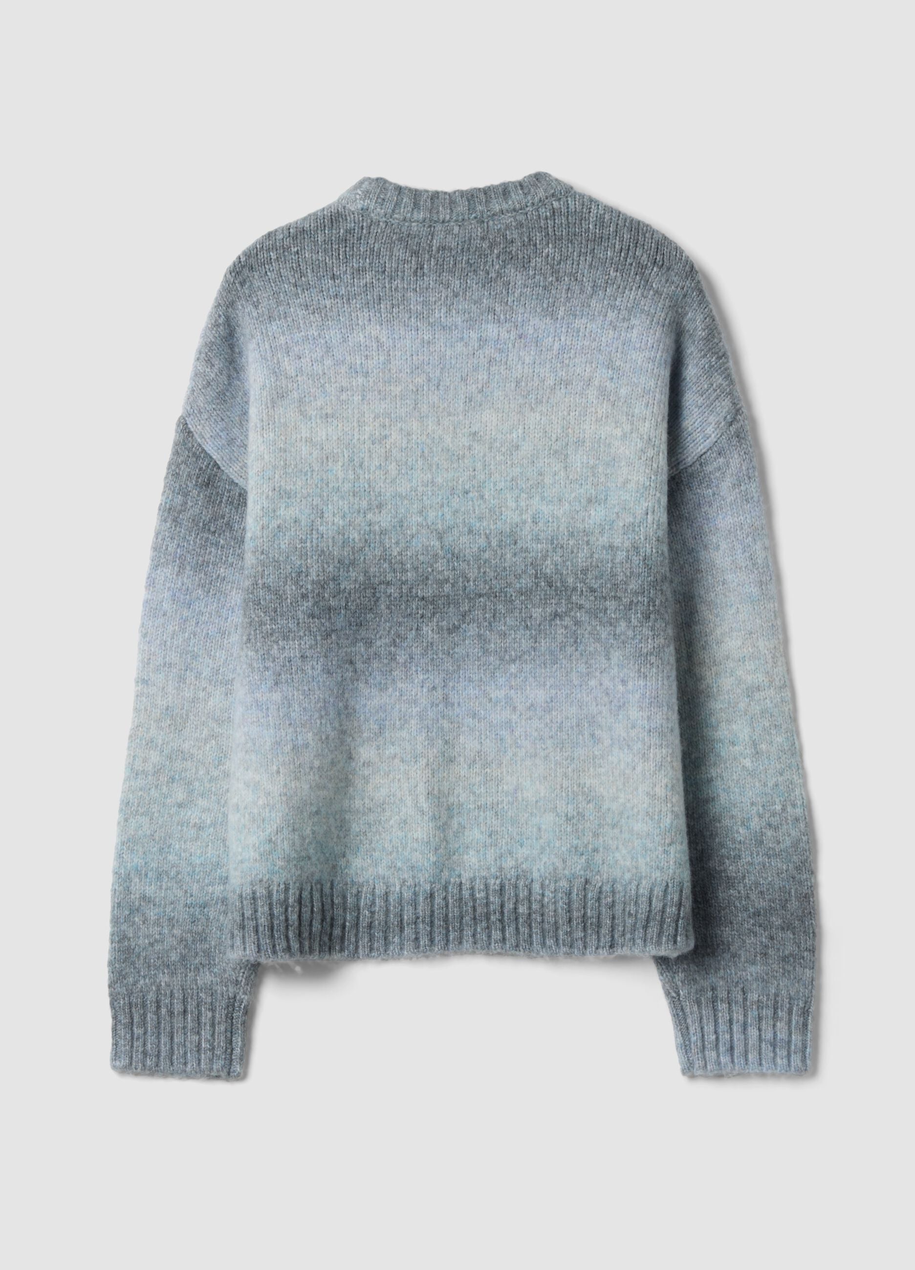Blue wool-blend crew-neck jumper