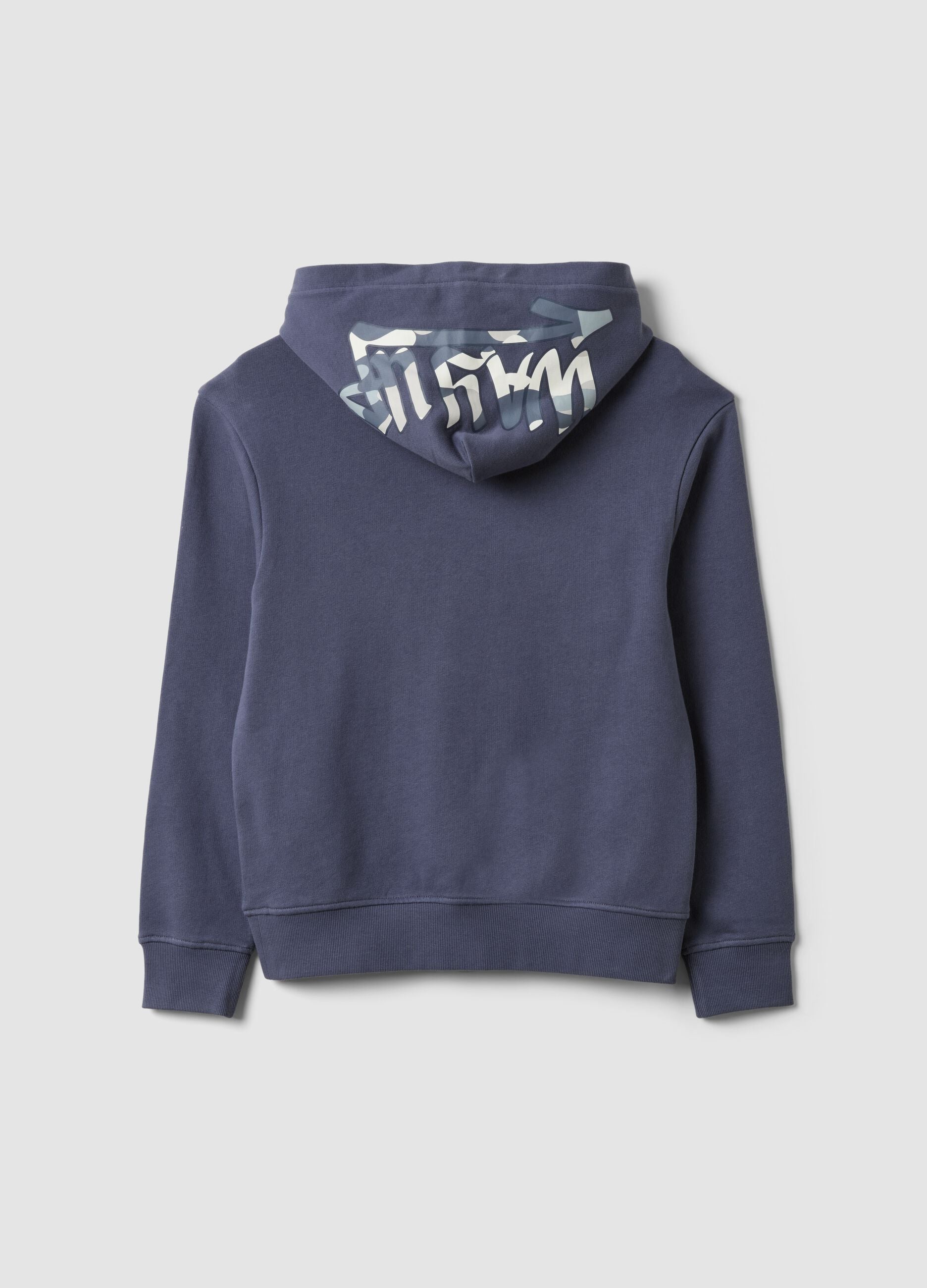 Grauer Oversize-Kapuzenpullover aus reiner Baumwolle f&uuml;r Jungen