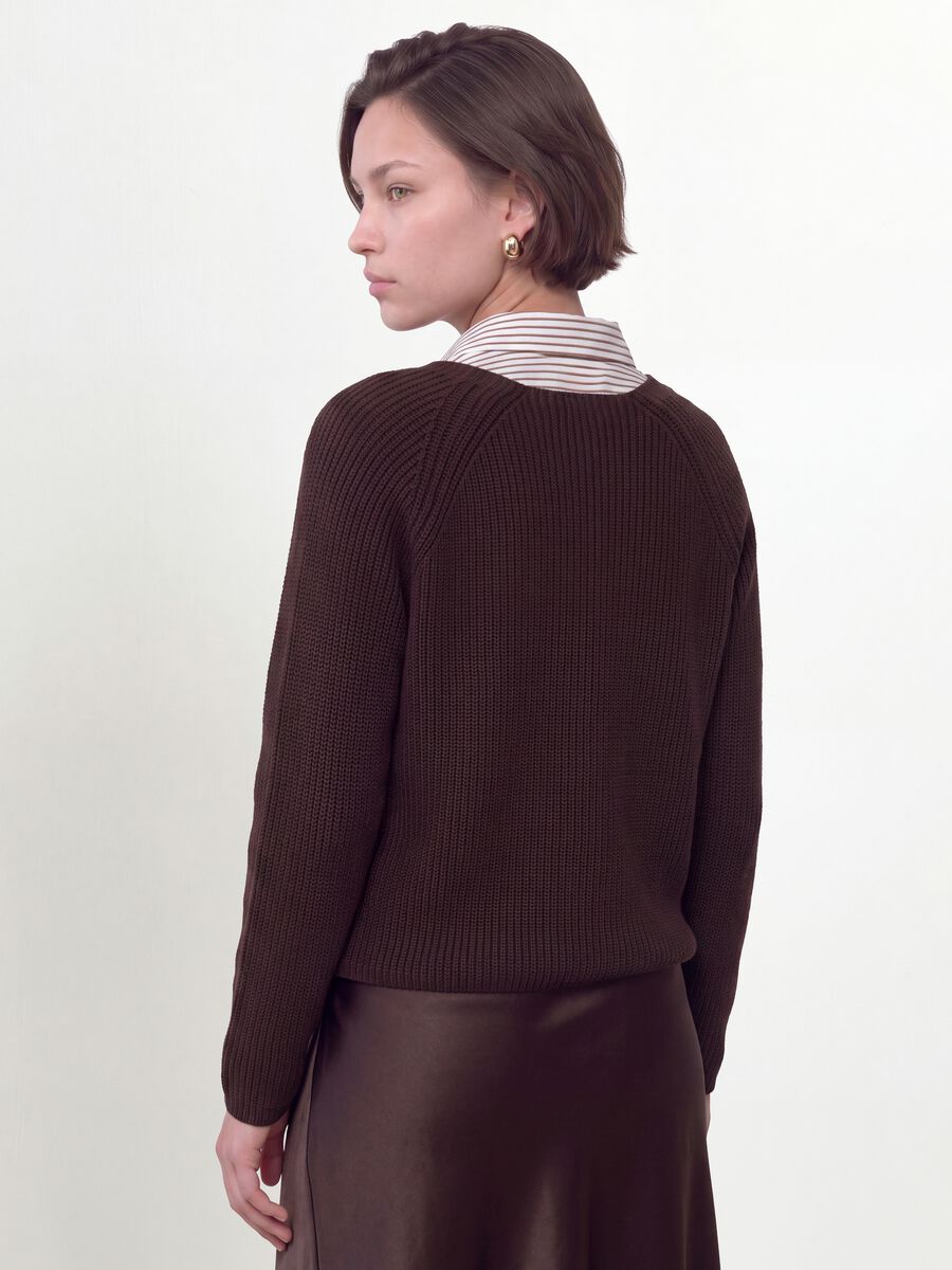 Mehrfarbige Strickjacke aus reiner Baumwolle mit Rundhalsausschnitt, Regular Fit_3