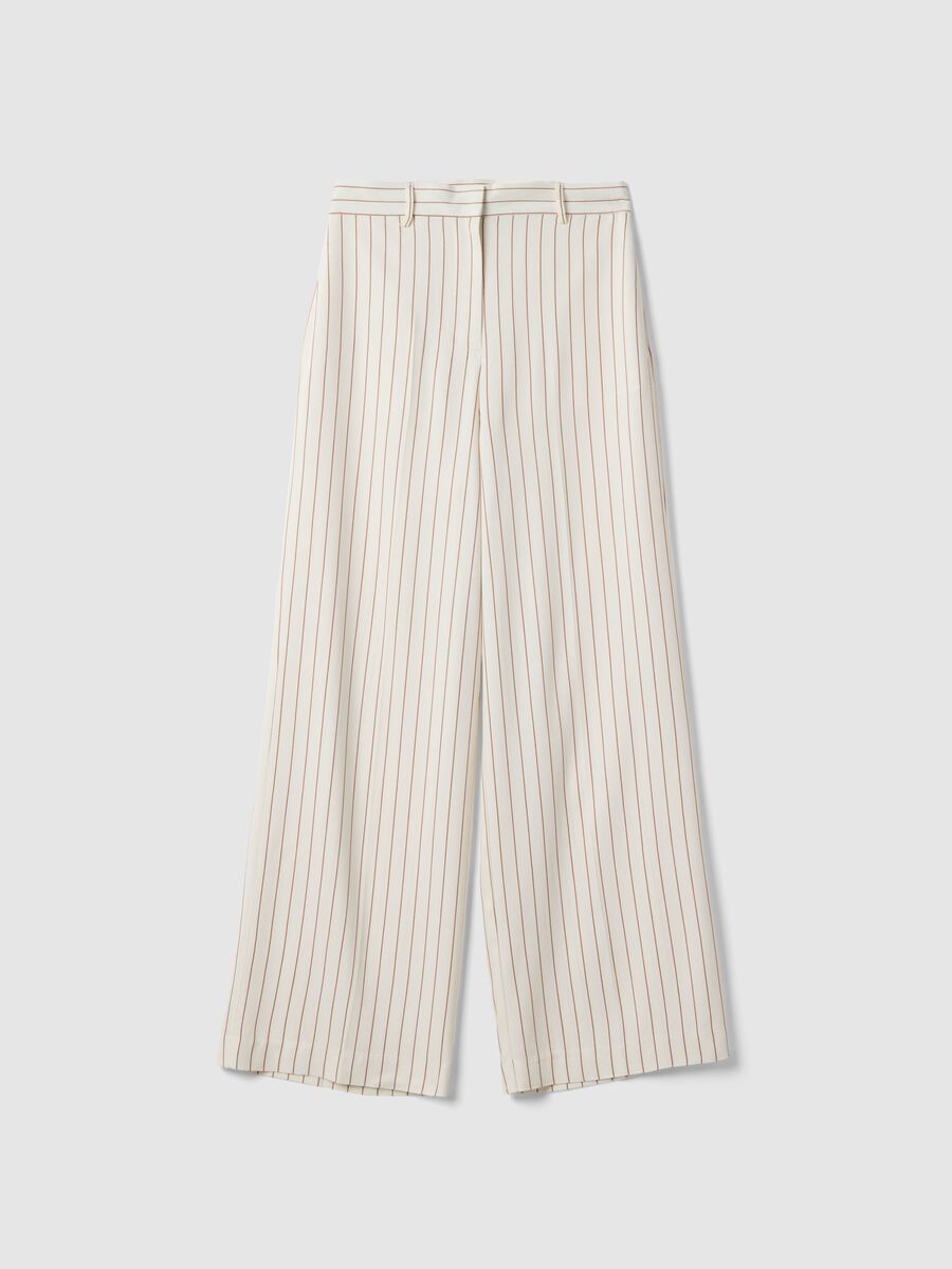 Multicolour Striped Viscose Blend Trousers with Oversized Fit_4