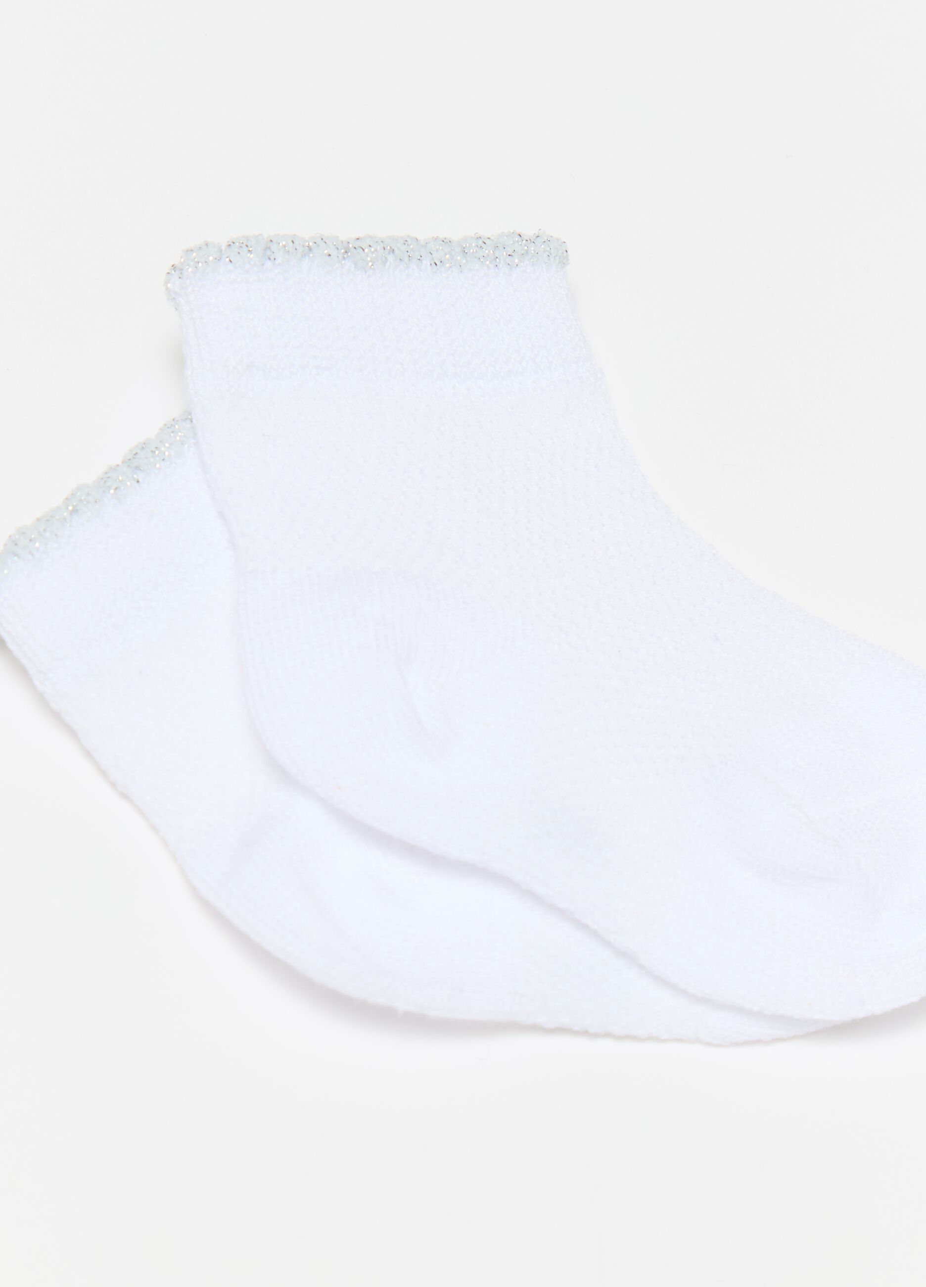 Two-pair pack socks with diamantés and lurex