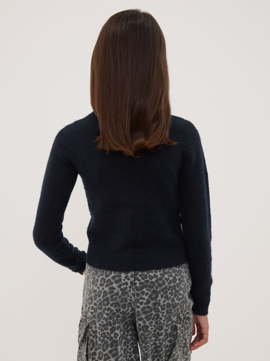 Black stretch wool cardigan, regular fit_1