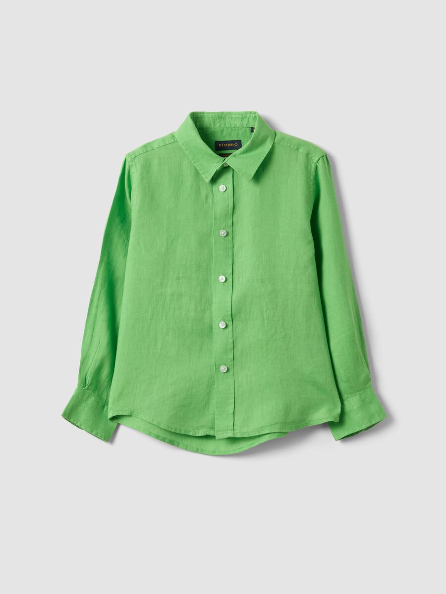 Green pure linen oversized kids&rsquo; shirt_0
