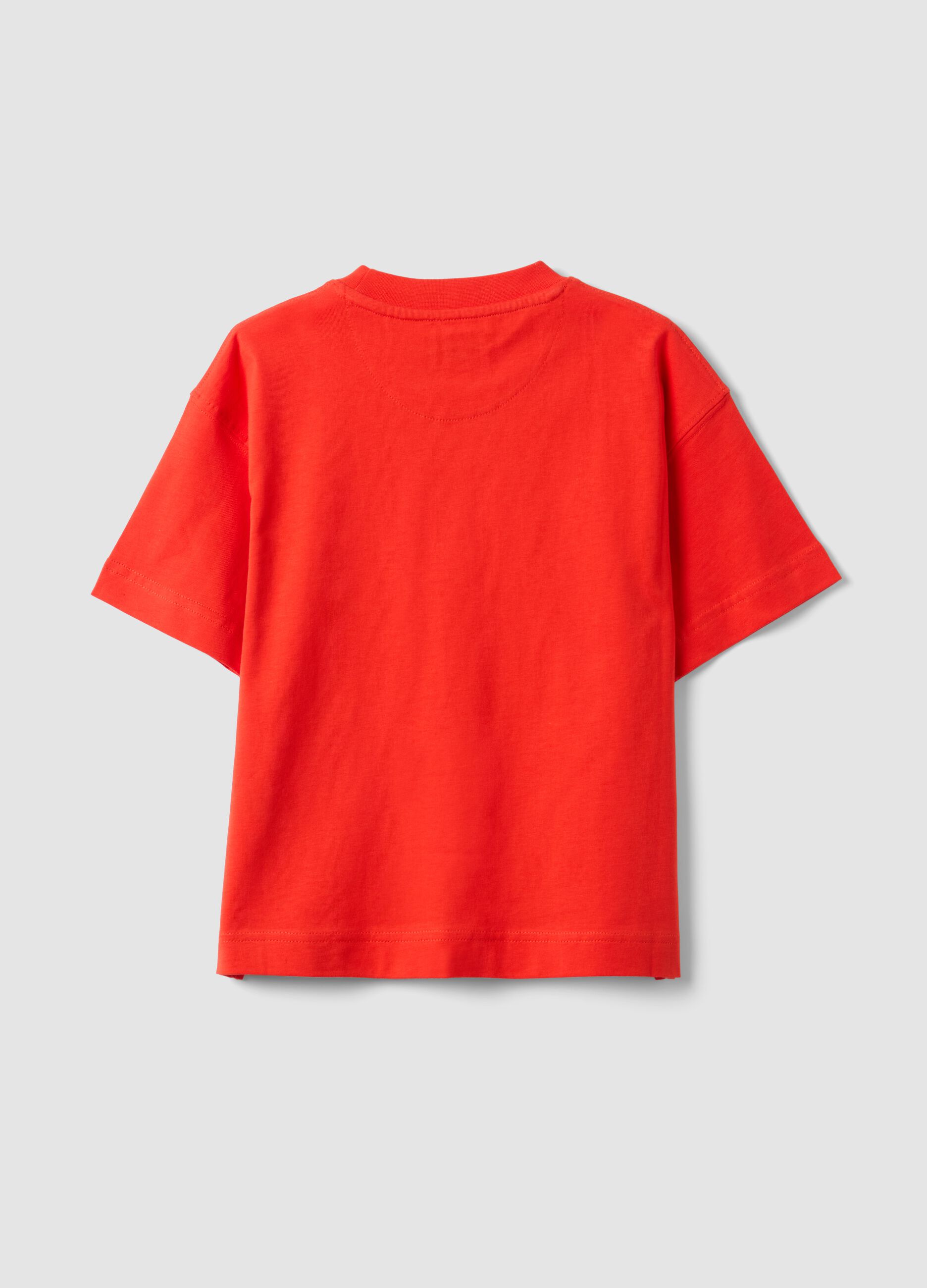 Orange pure cotton oversized fit kids' T-shirt