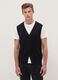 Black deep V cotton blend waistcoat regular fit with buttons_0