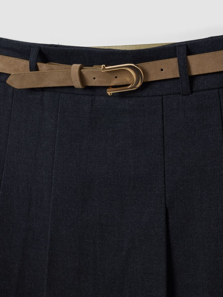 Grey stretch viscose mini skirt with belt_1