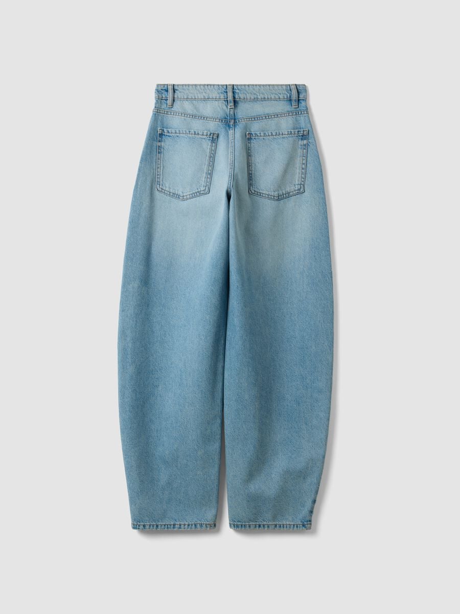 Light-wash pure cotton denim barrel-fit jeans_6