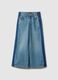Girls' wide leg pure cotton blue jeans_3