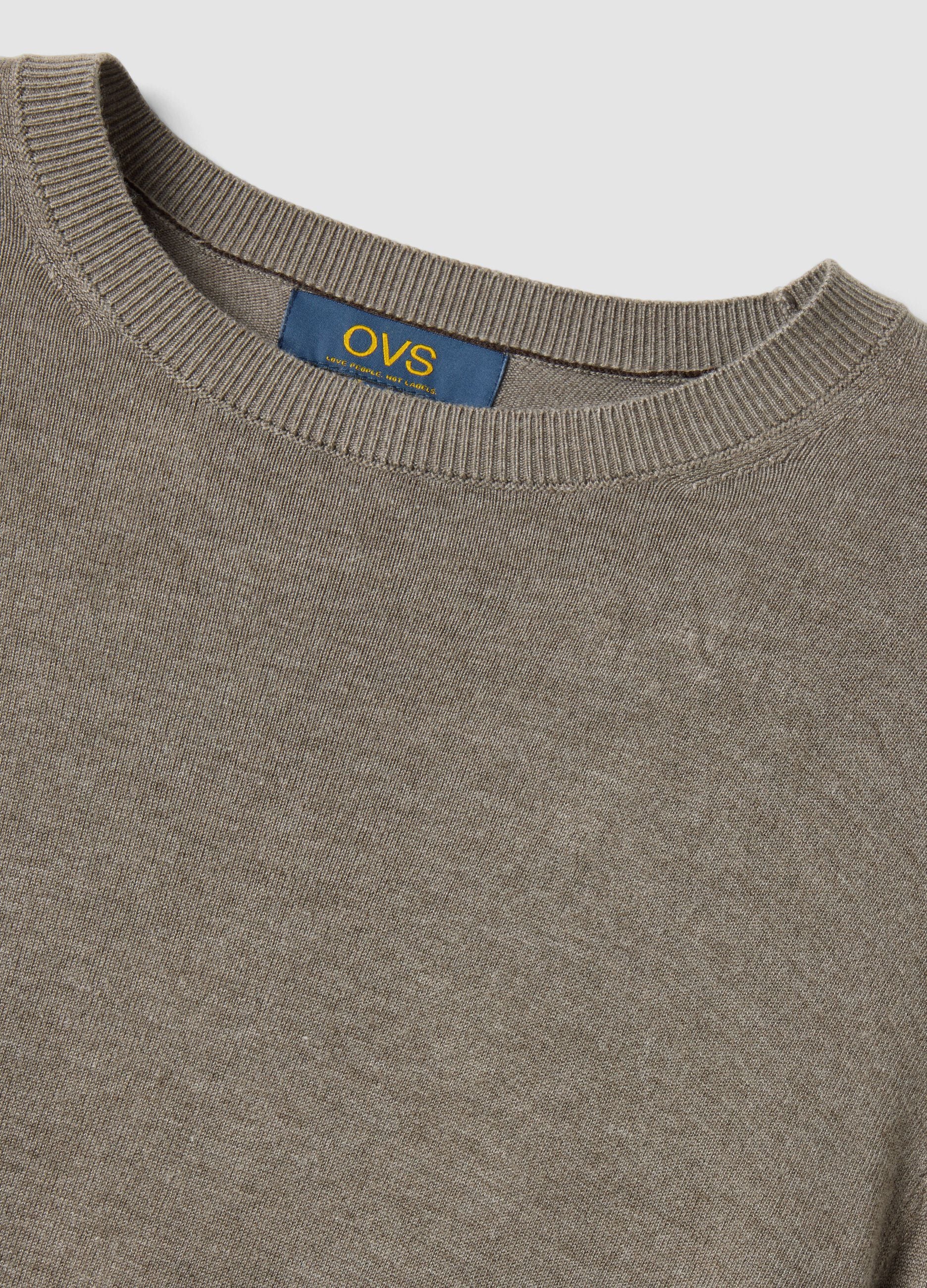 Grey crew-neck jumper in viscose blend, regular fit