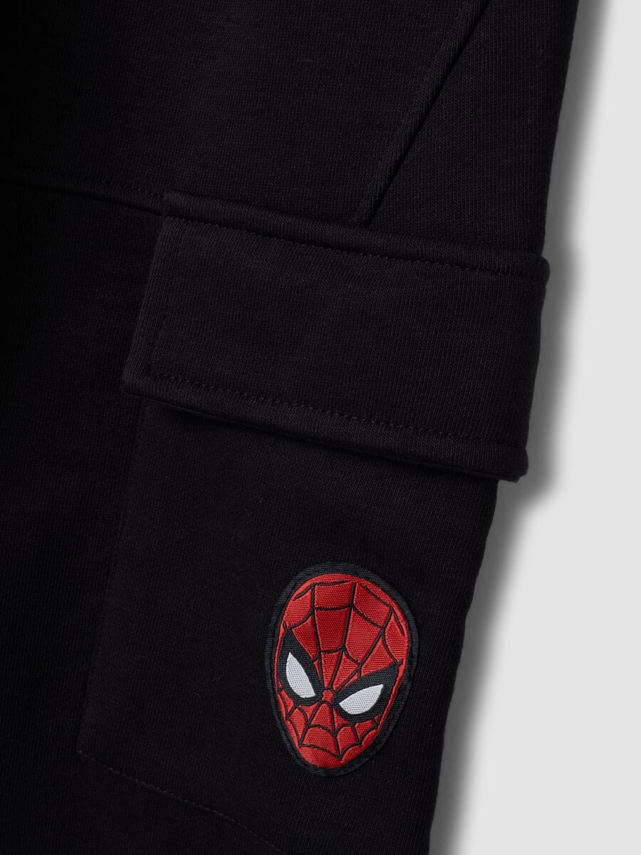 Boys&rsquo; black cotton-blend Spider-Man graphic jogger trousers_2