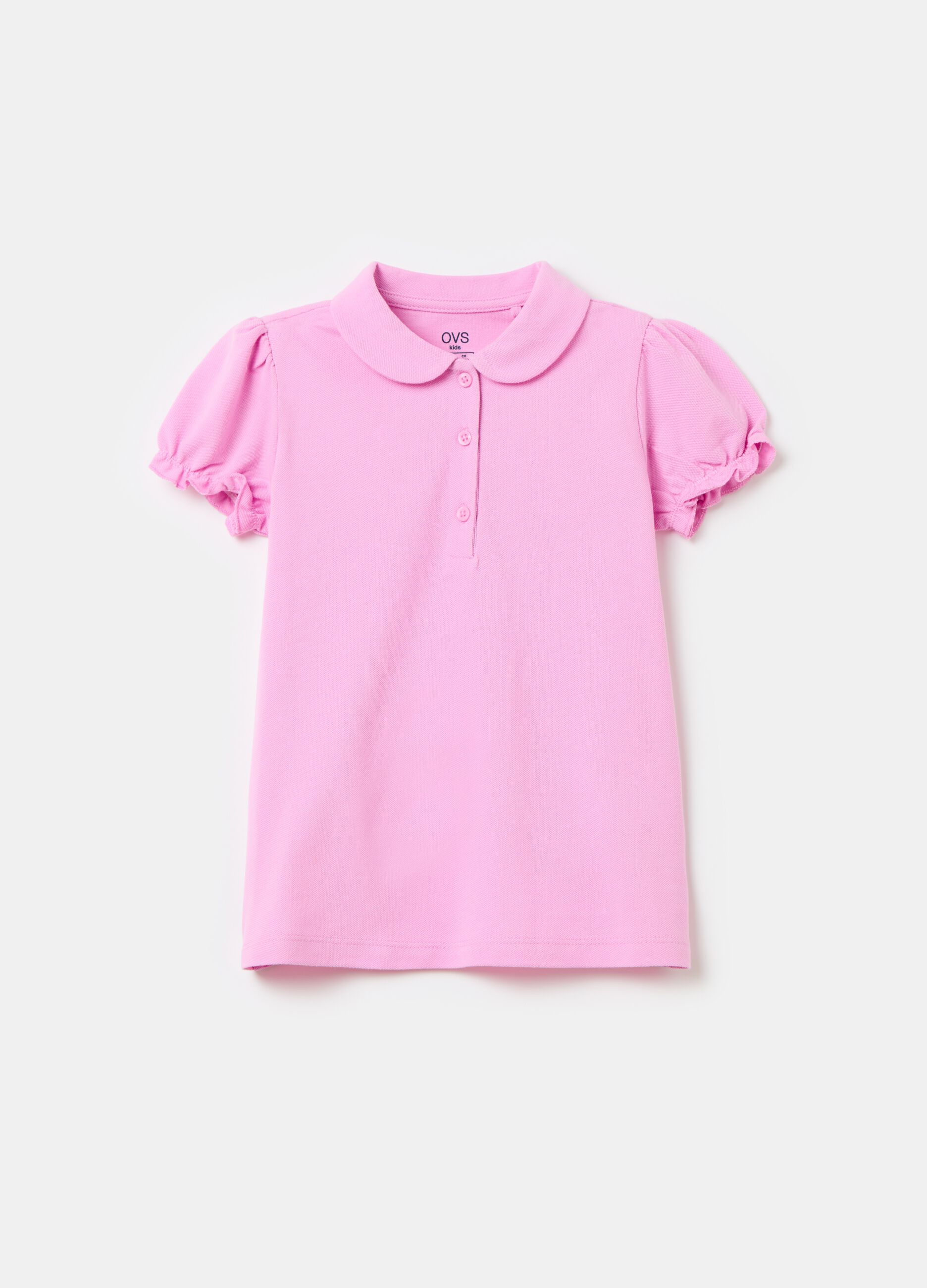 Cotton piquet polo shirt with frill