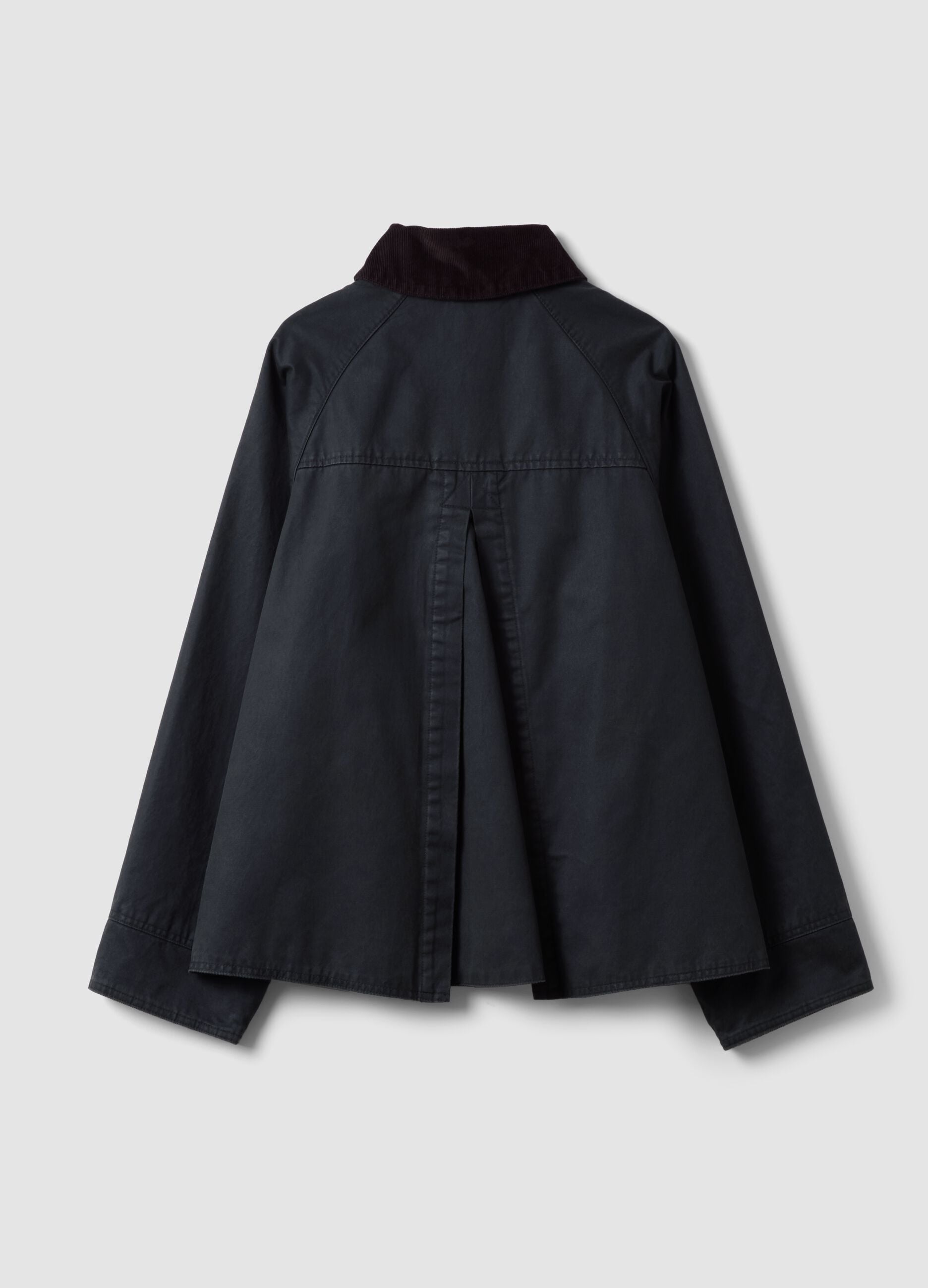 Blue cotton-blend parka with velvet collar