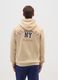 Beige cotton-blend hoodie with zip_2