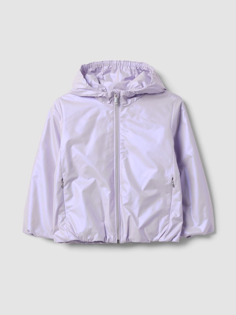 Lightweight purple zip-up hooded jacket for girls, regular fit_0