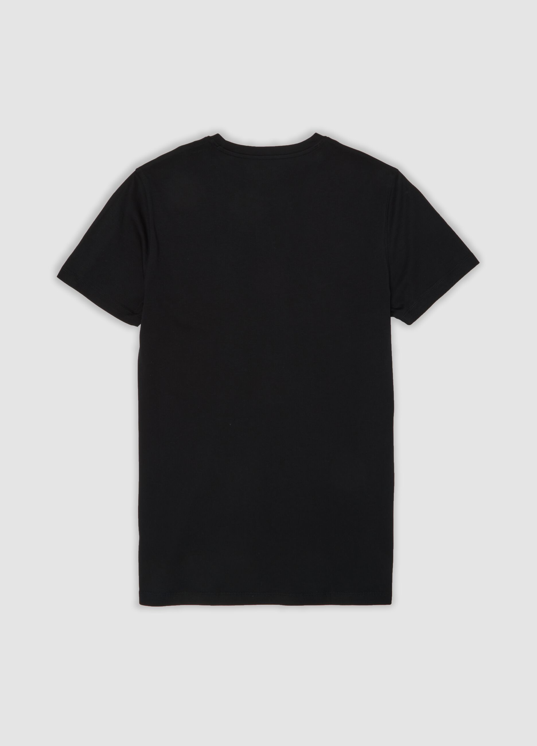 Black crew-neck T-shirt in pure Supima cotton, regular fit