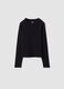 Black stretch organic cotton T-shirt with ribbed neckline_0
