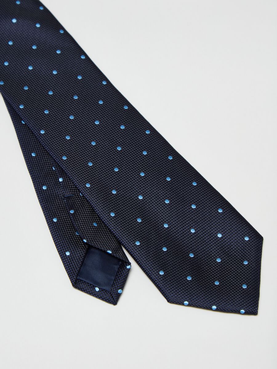 Micro patterned tie with polka dot embroidery_1