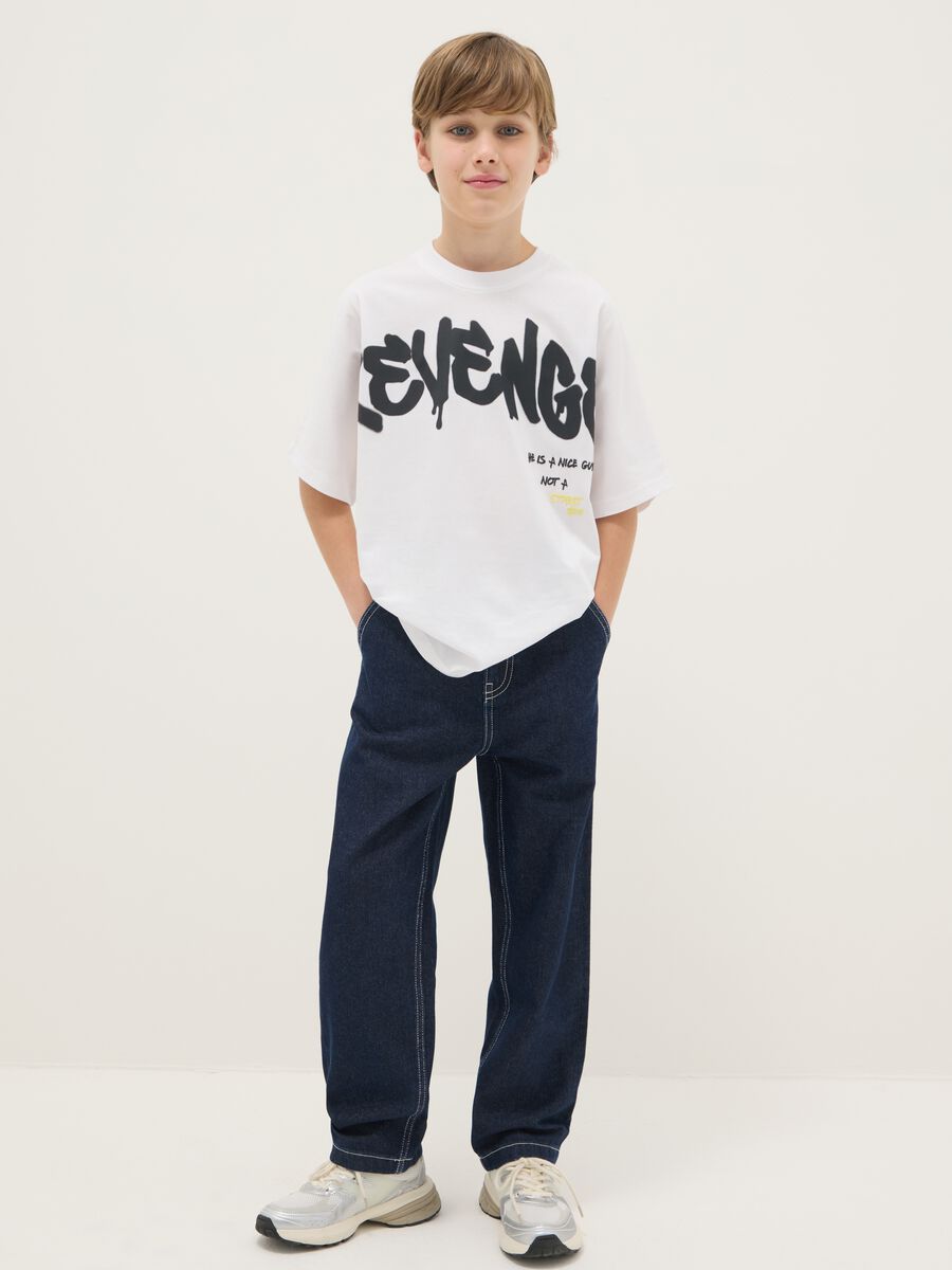 Boys' blue pure cotton relaxed fit jeans_0
