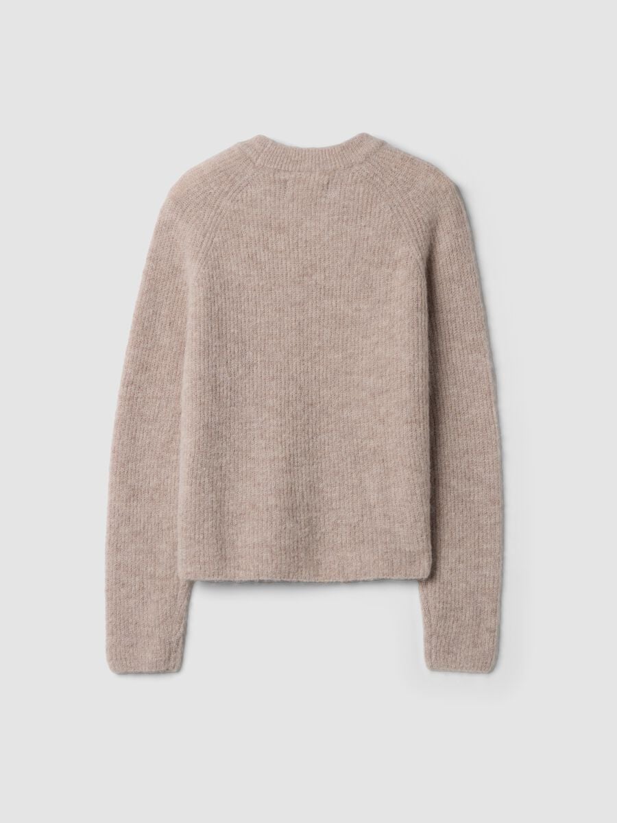 Maglia beige girocollo in alpaca e lana elasticizzato_2