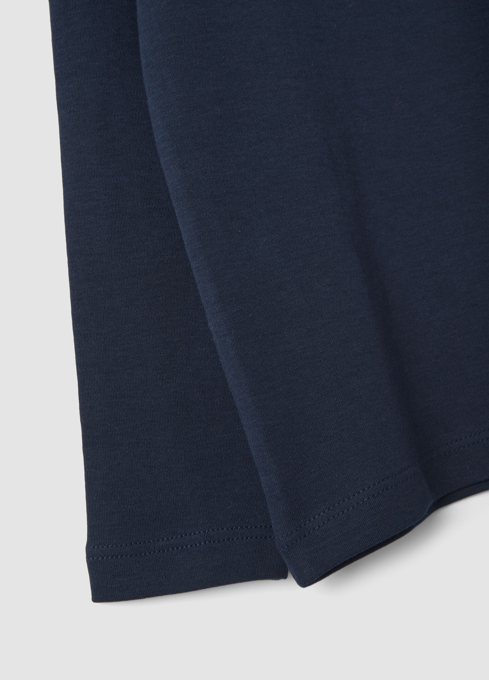 Blue long-sleeve polo shirt in pure organic cotton